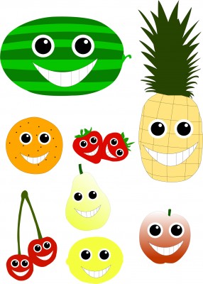 Vector de frutas sonrientes