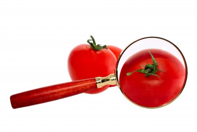 tomate a través de una lupa