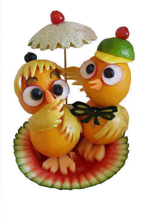 dos pollitos fruta para niños